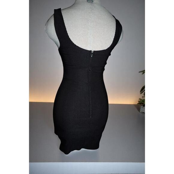 Y2K Coquette Black Bodycon Mini Dress with Pink Satin Ribbon Trim – Windsor Smal - Picture 7 of 12